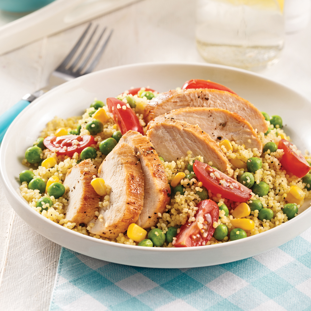Poulet fajitas avec couscous et légumes